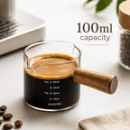 100ml Glass Espresso Measuring Cup with Wooden Handle