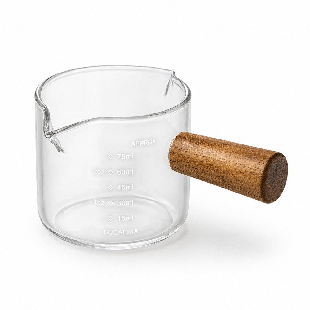 100ml Glass Espresso Measuring Cup with Wooden Handle