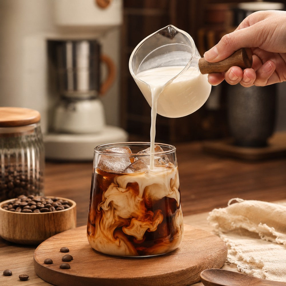 100ml Glass Espresso Measuring Cup with Wooden Handle