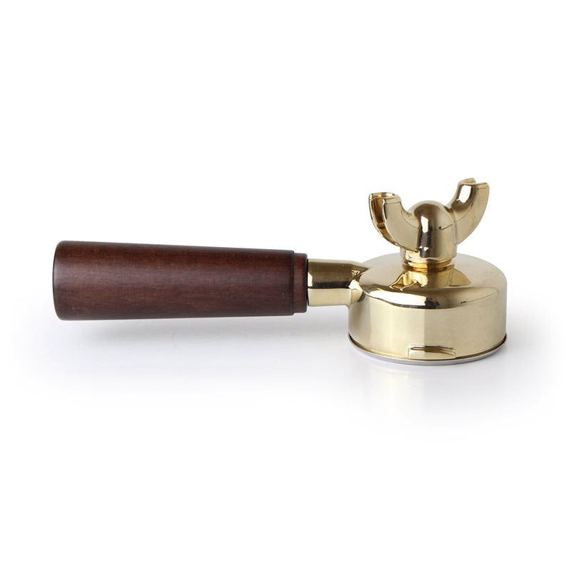La Pavoni Lever Brass/Gold Portafilter with Wood Handle (New Group) - 395304