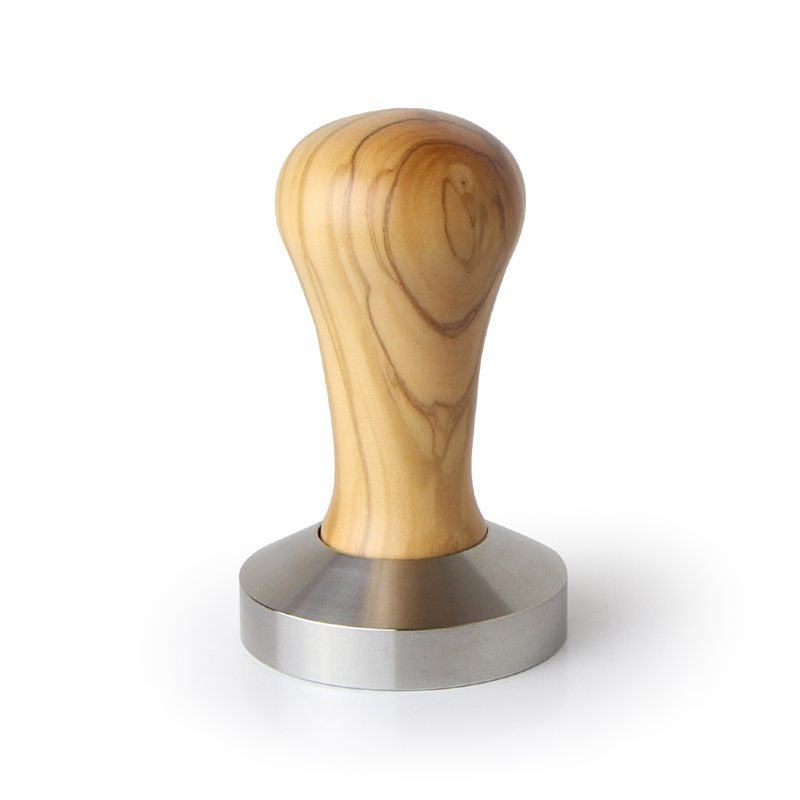 Flat Stainless Coffee Tamper ø 58.5mm Olive Wood Handle