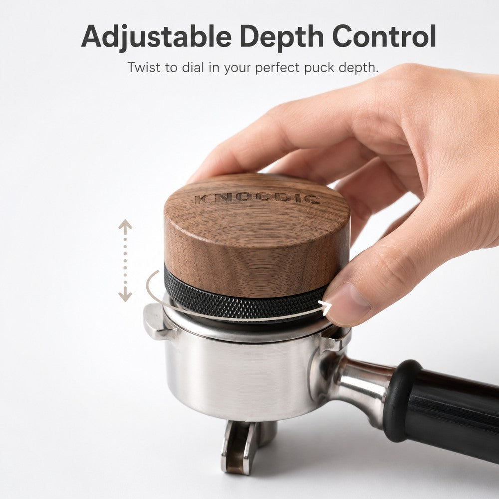 Walnut Adjustable Espresso Distribution Tool – 51/54/58mm