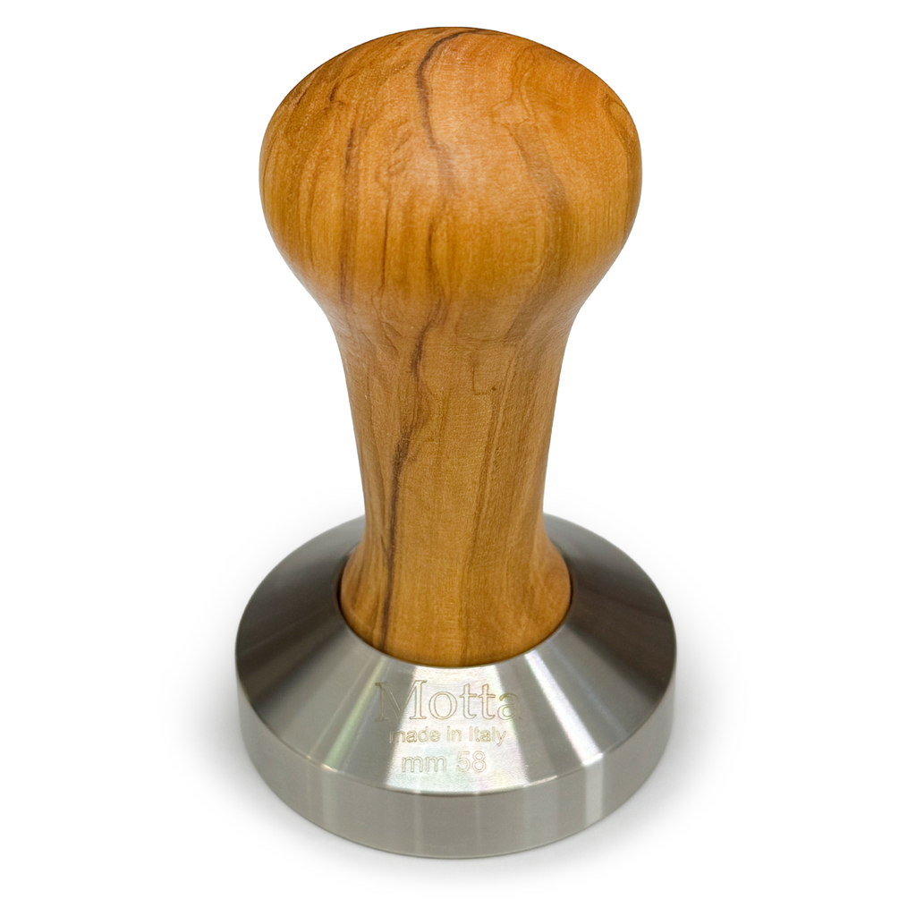 Motta Flat Stainless Coffee Tamper ø 58mm Olive Wood Handle