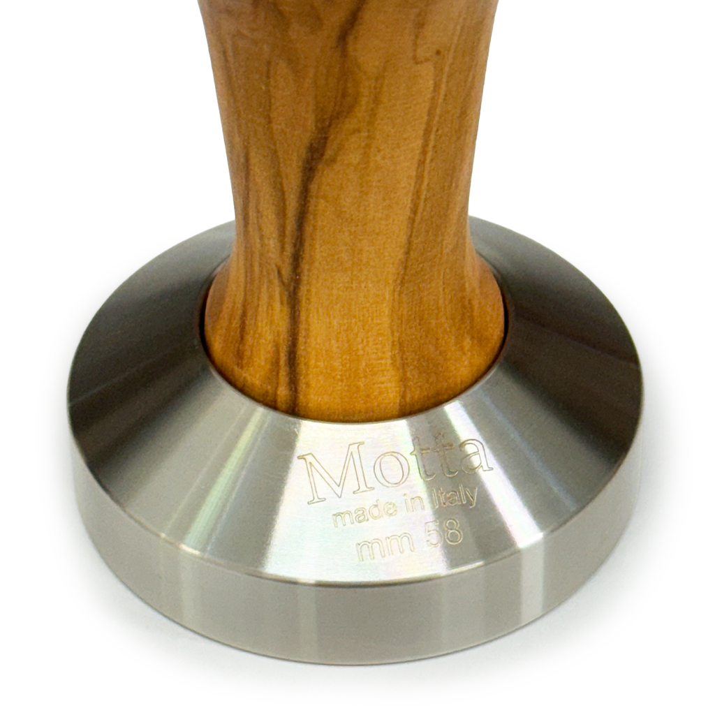 Motta Flat Stainless Coffee Tamper ø 58mm Olive Wood Handle
