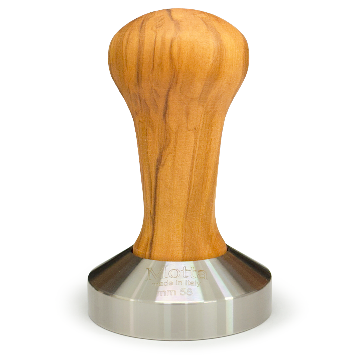 Motta Flat Stainless Coffee Tamper ø 58mm Olive Wood Handle
