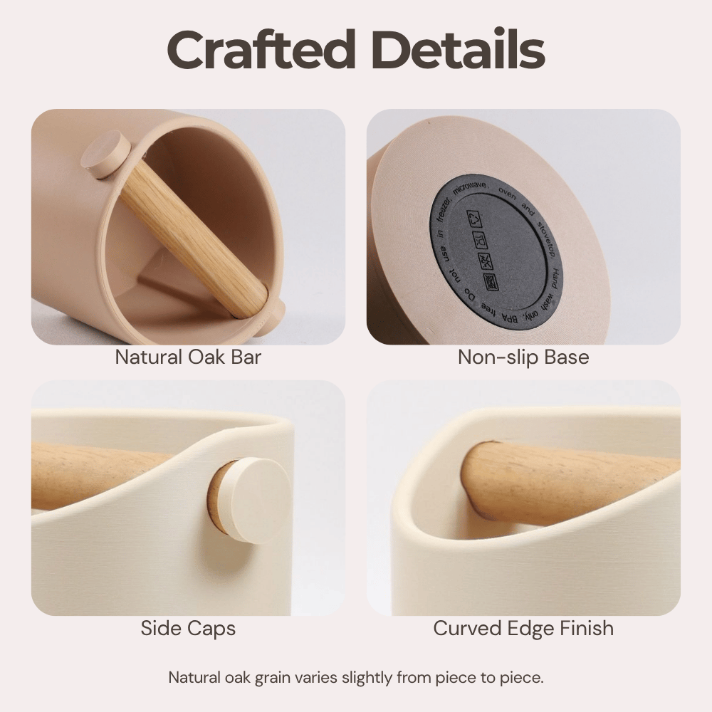 Minimalist Espresso Knock Box with Oak Bar