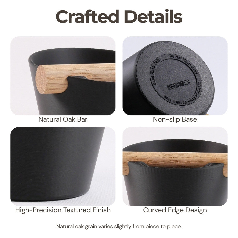 Nordic Espresso Knock Box with Oak Bar