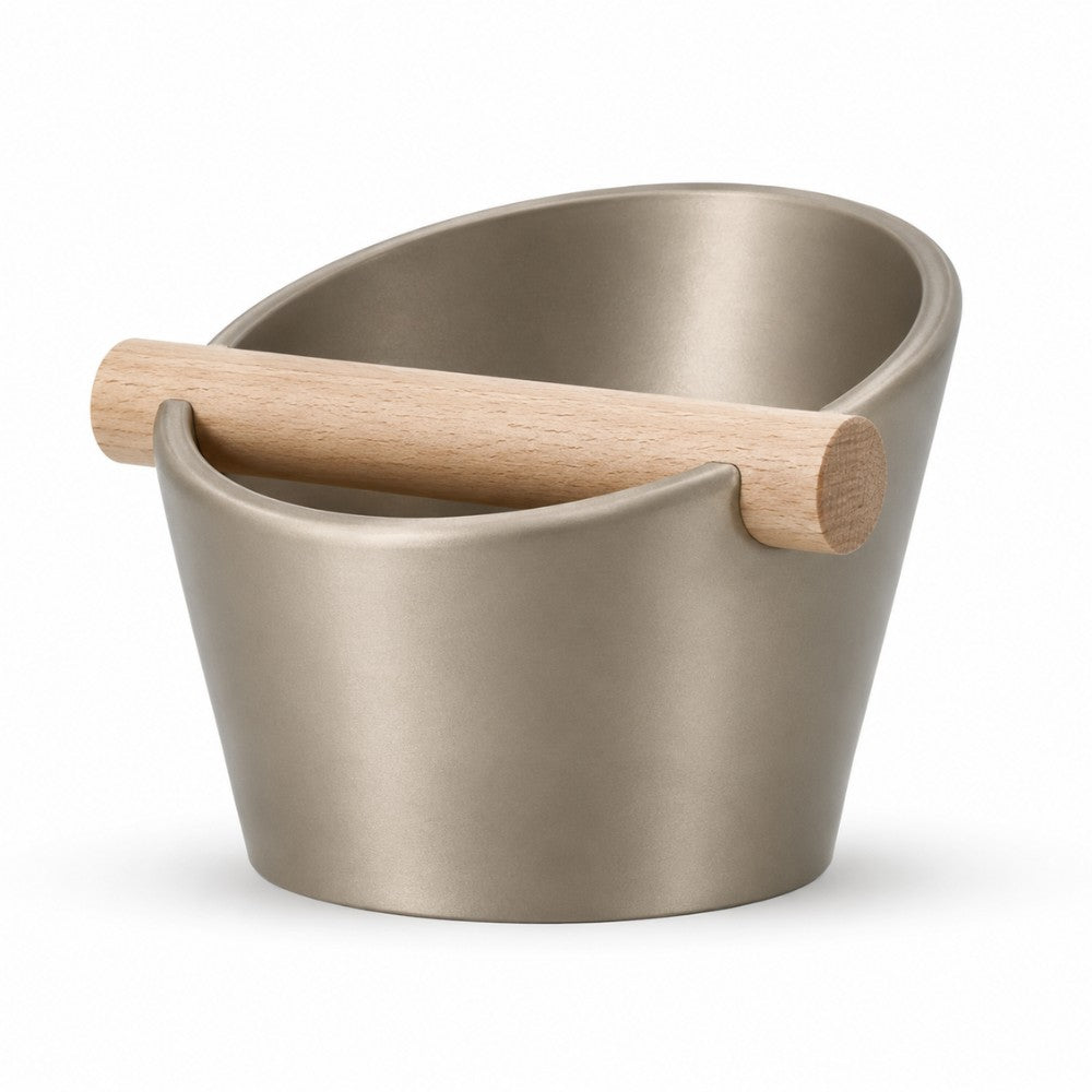 Oval Espresso Knock Box with Oak Bar