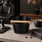 Oval Espresso Knock Box with Oak Bar