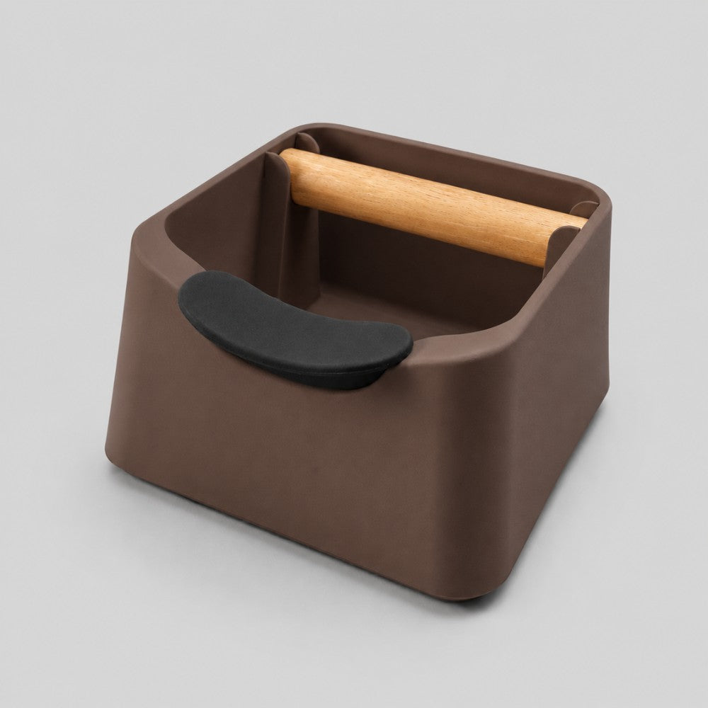 The Pod 3-in-1 Espresso Knock Box with Portafilter Stand & Oak Wood Knock Bar