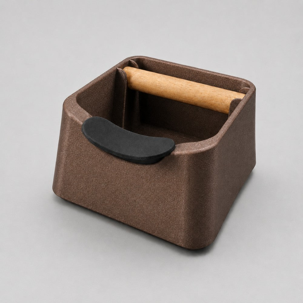 The Pod 3-in-1 Espresso Knock Box with Portafilter Stand & Oak Wood Knock Bar
