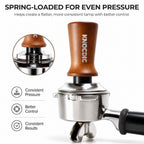 Spring Loaded Espresso Tamper with Wooden Handle