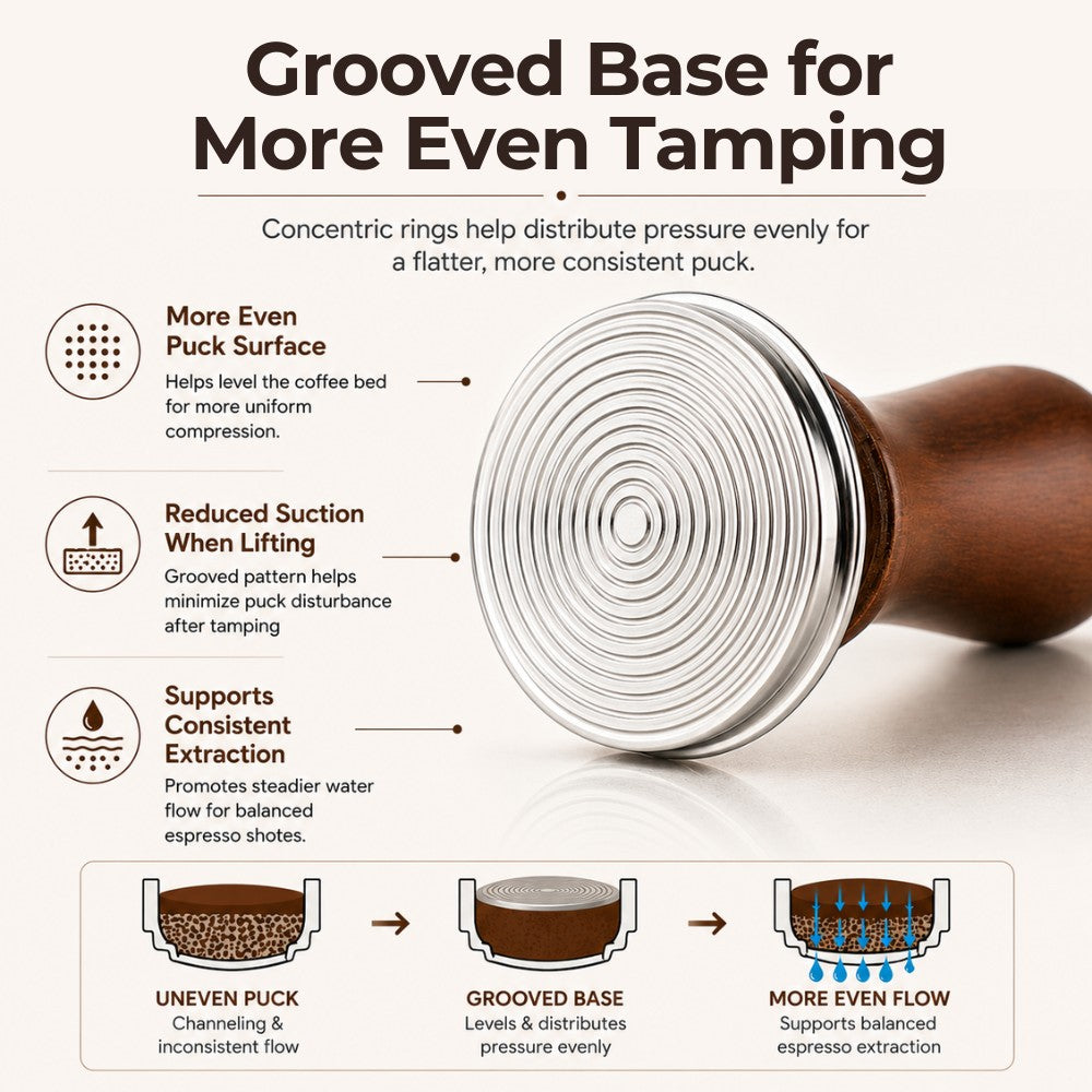 Spring Loaded Espresso Tamper with Wooden Handle