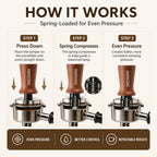 Spring Loaded Espresso Tamper with Wooden Handle