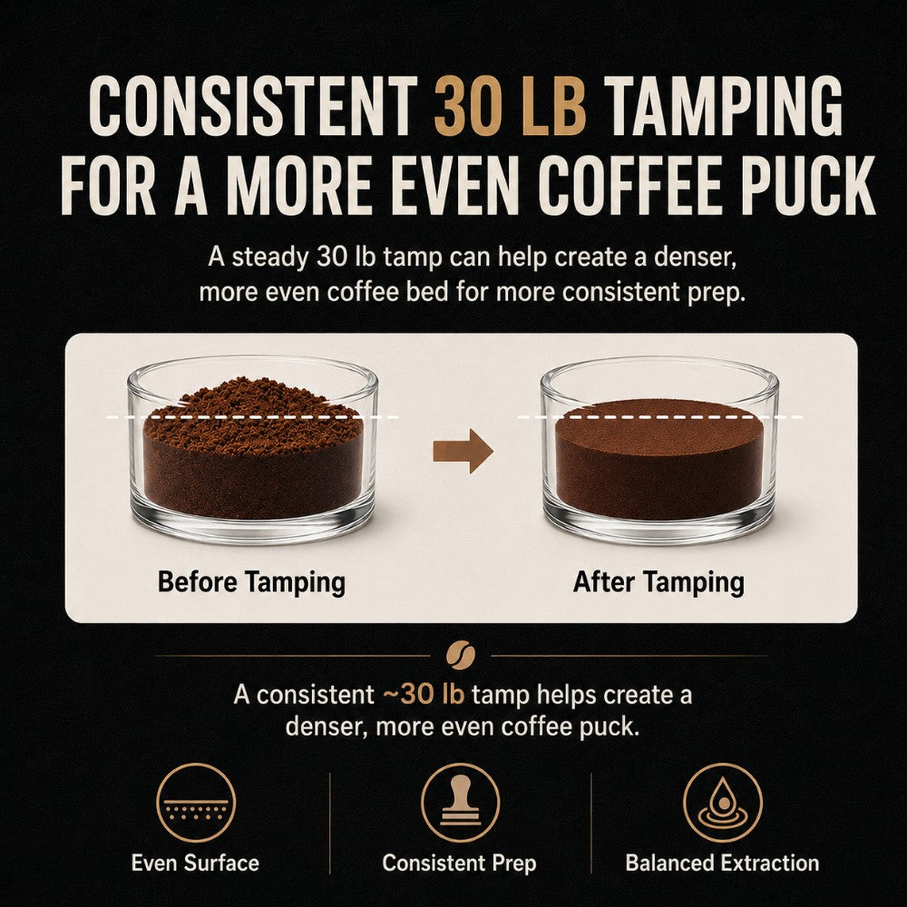 Spring Loaded Espresso Tamper with Wooden Handle