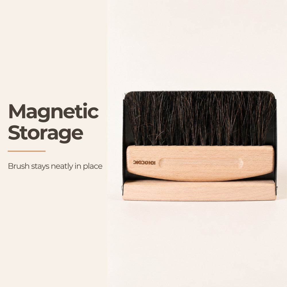 Magnetic Coffee Dustpan & Horsehair Brush Set