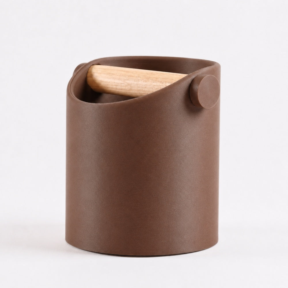 Minimalist Espresso Knock Box with Oak Bar