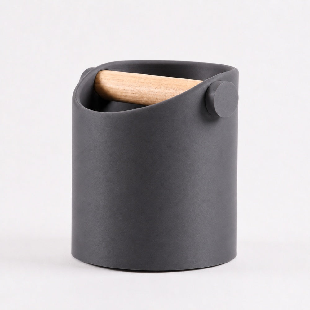 Minimalist Espresso Knock Box with Oak Bar
