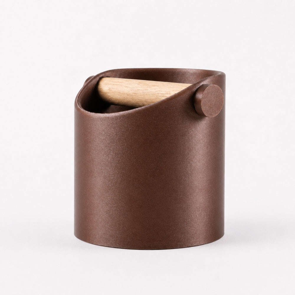 Minimalist Espresso Knock Box with Oak Bar