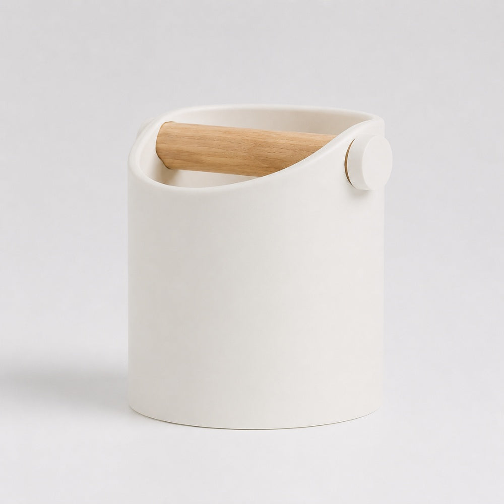 Minimalist Espresso Knock Box with Oak Bar