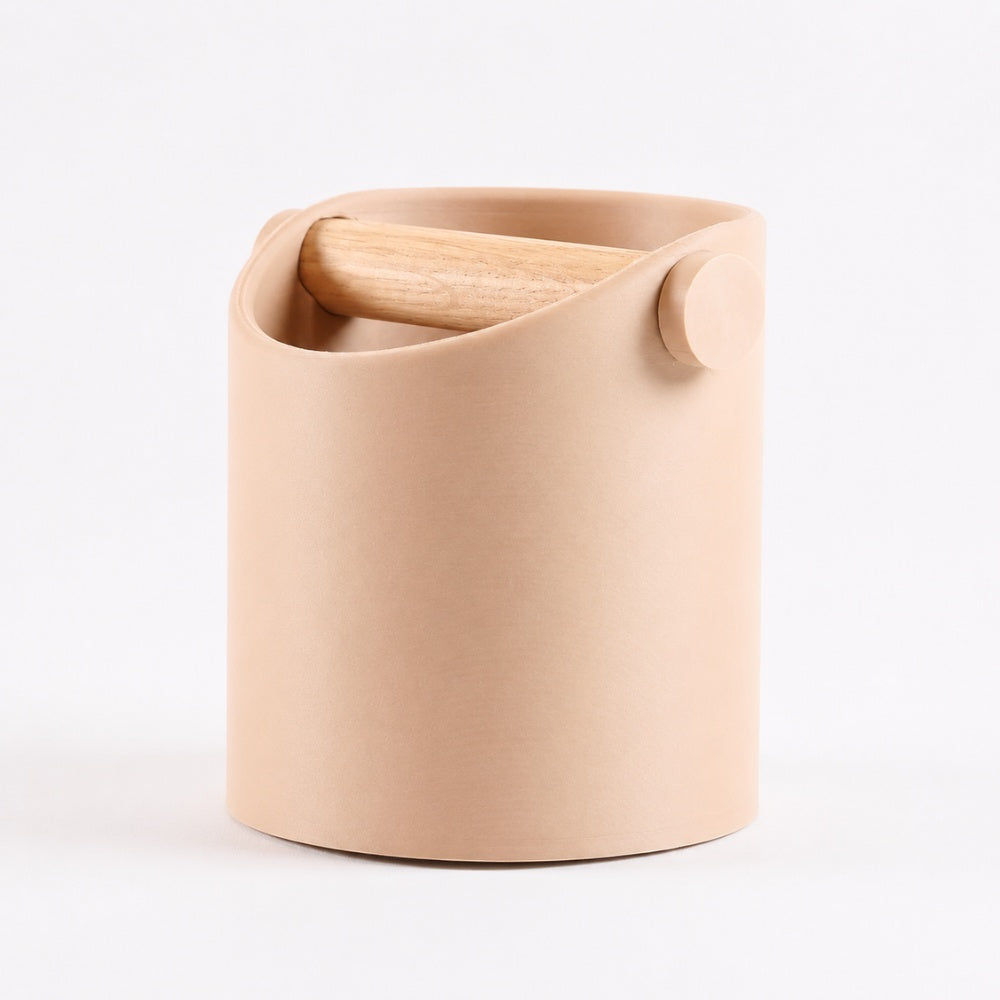 Minimalist Espresso Knock Box with Oak Bar