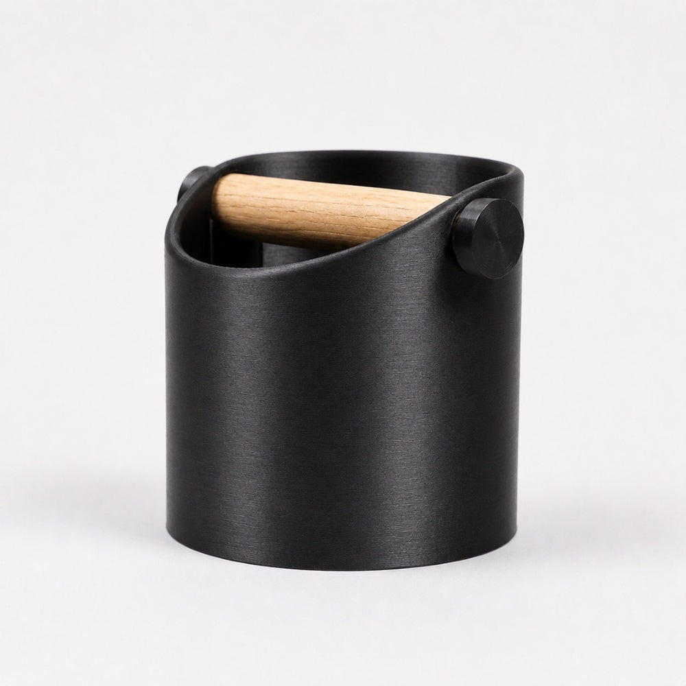 Minimalist Espresso Knock Box with Oak Bar