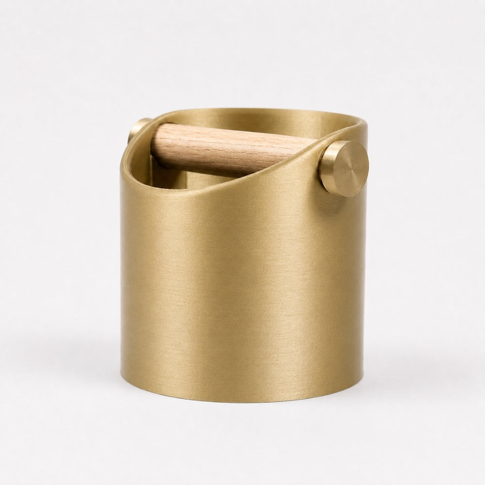 Minimalist Espresso Knock Box with Oak Bar