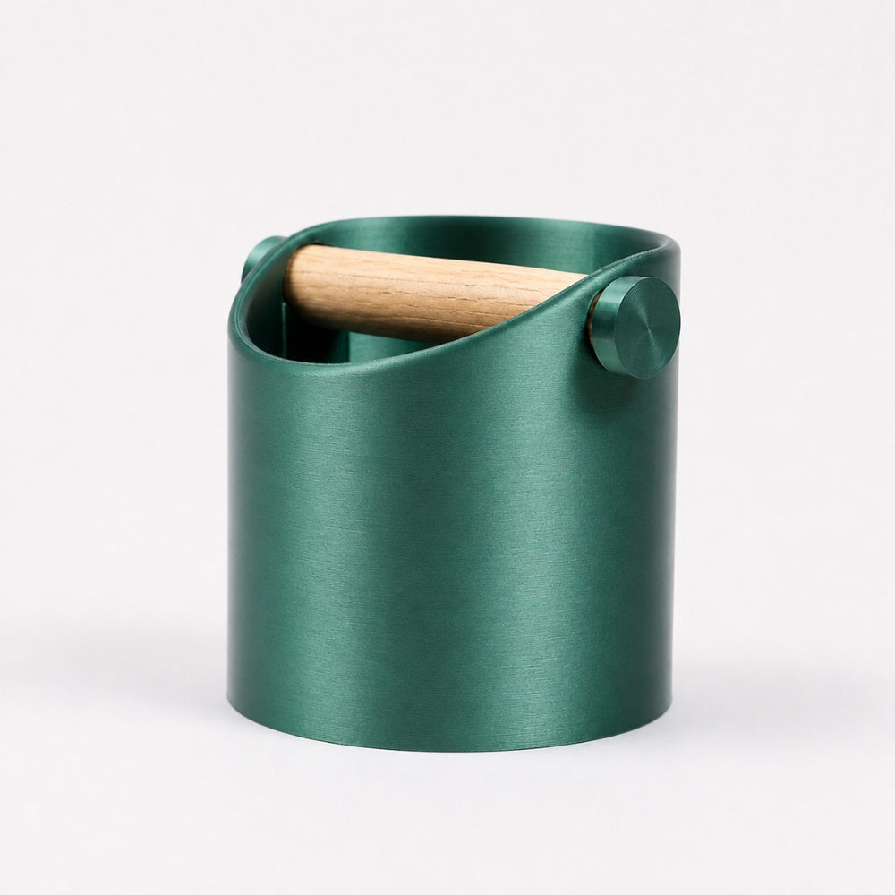 Minimalist Espresso Knock Box with Oak Bar