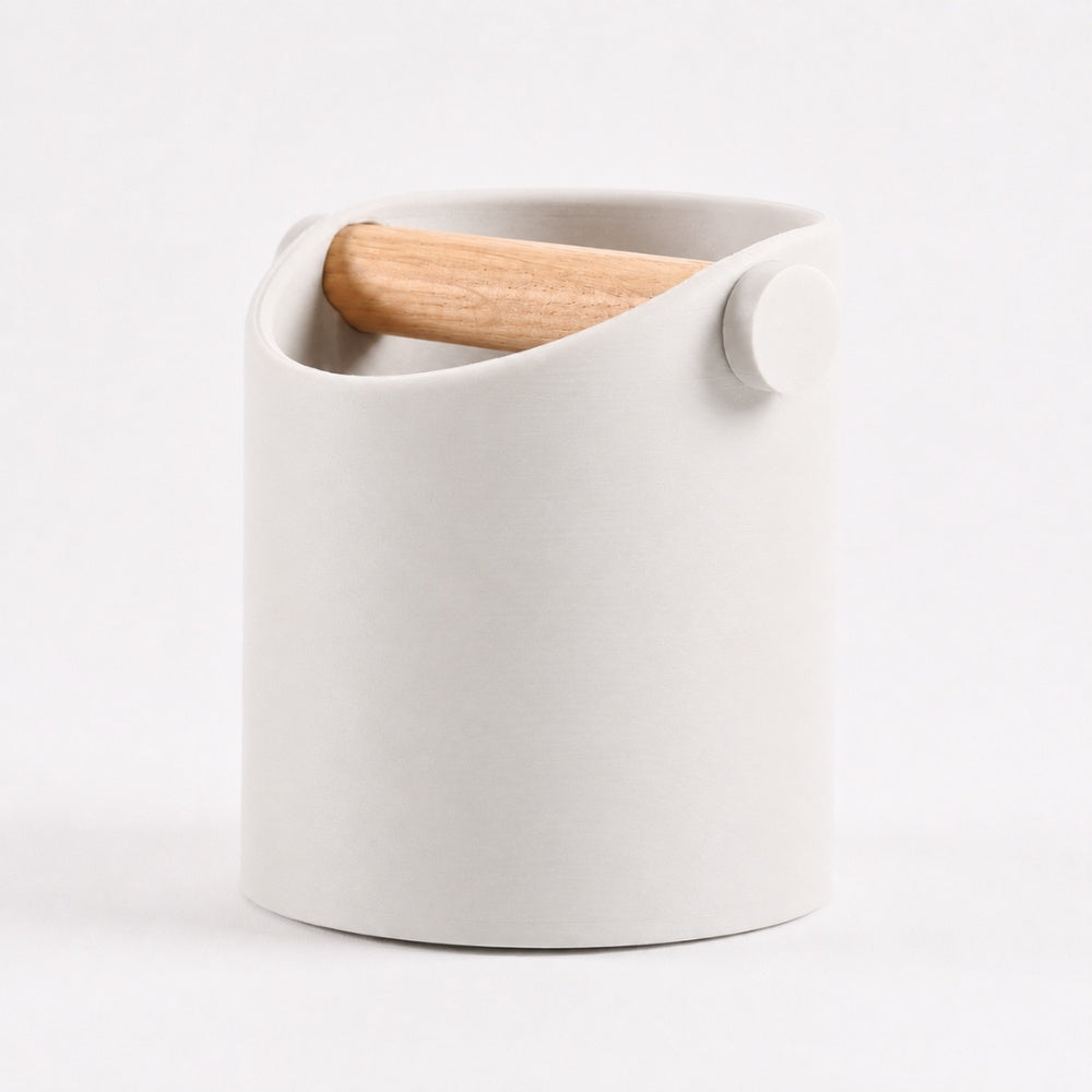 Minimalist Espresso Knock Box with Oak Bar