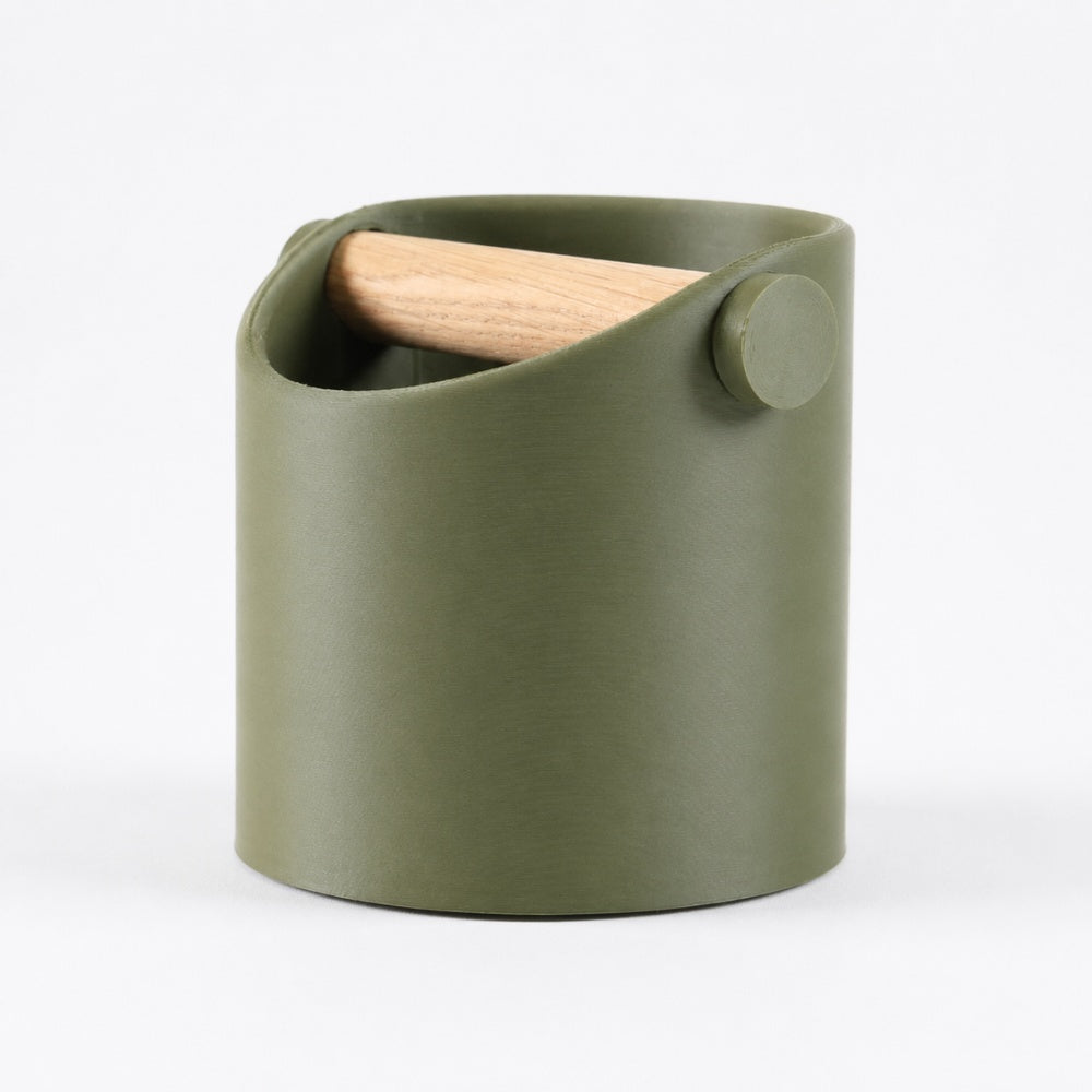 Minimalist Espresso Knock Box with Oak Bar