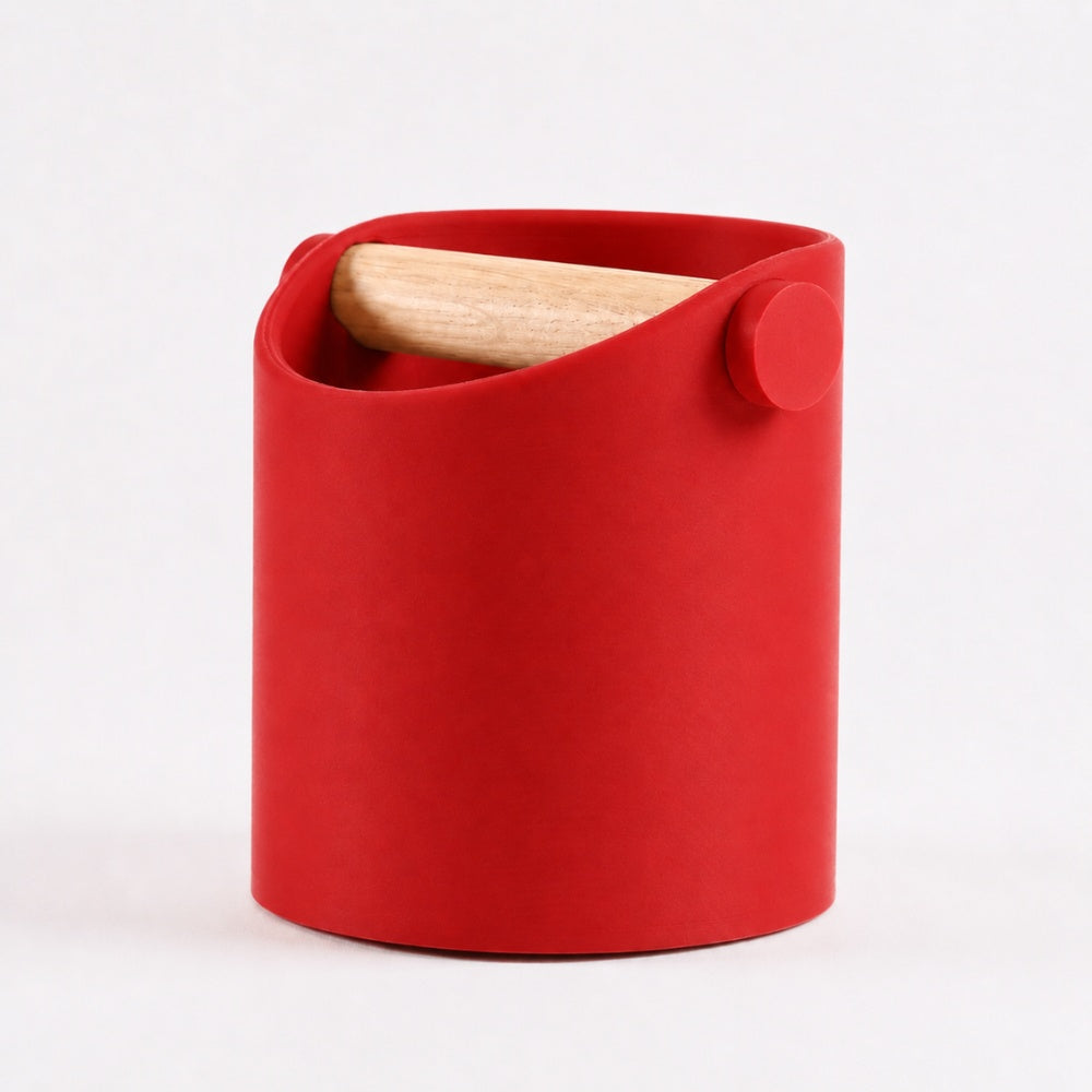 Minimalist Espresso Knock Box with Oak Bar
