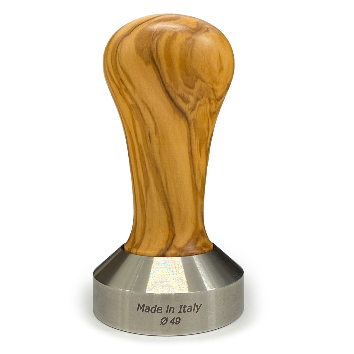 Flat Stainless ø 49mm Coffee Tamper Olive Handle