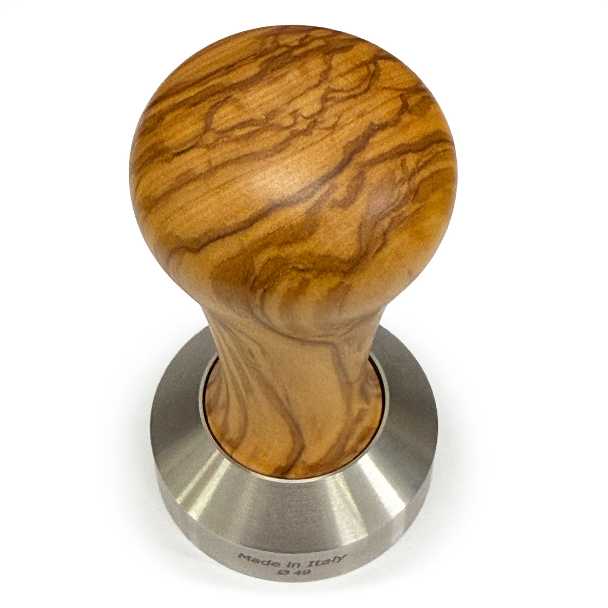Flat Stainless ø 49mm Coffee Tamper Olive Handle
