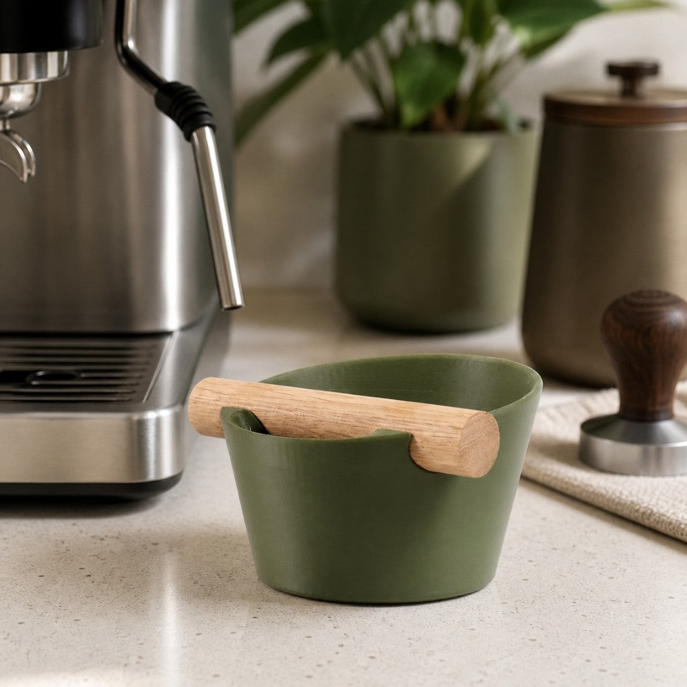 Nordic Espresso Knock Box with Oak Bar