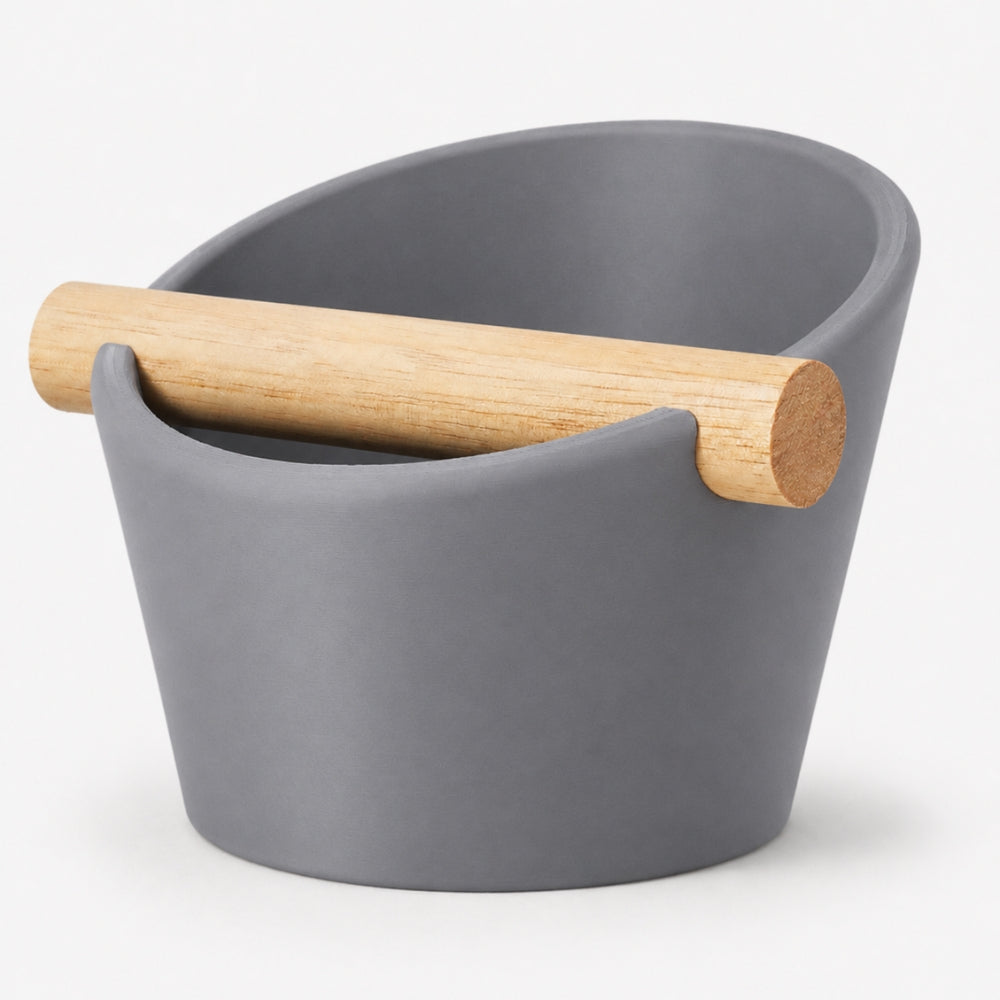Oval Espresso Knock Box with Oak Bar