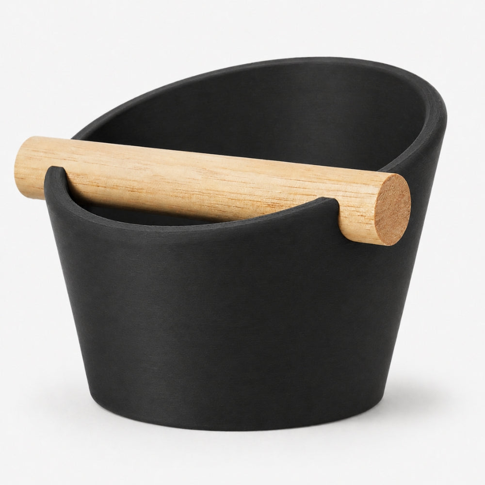 Oval Espresso Knock Box with Oak Bar