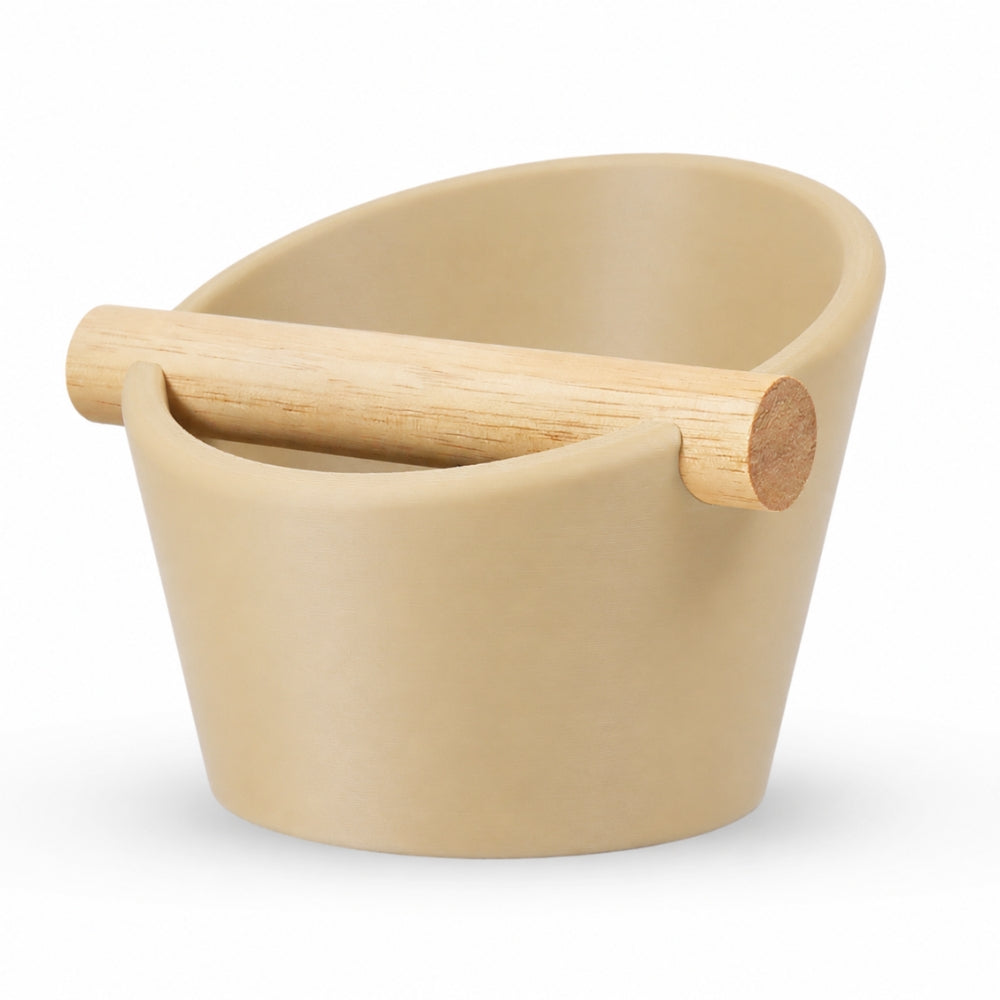 Oval Espresso Knock Box with Oak Bar
