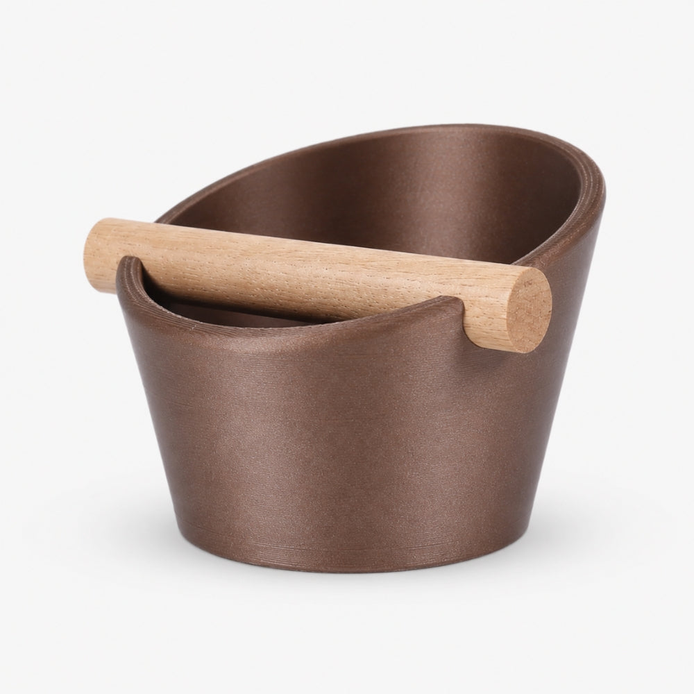 Oval Espresso Knock Box with Oak Bar