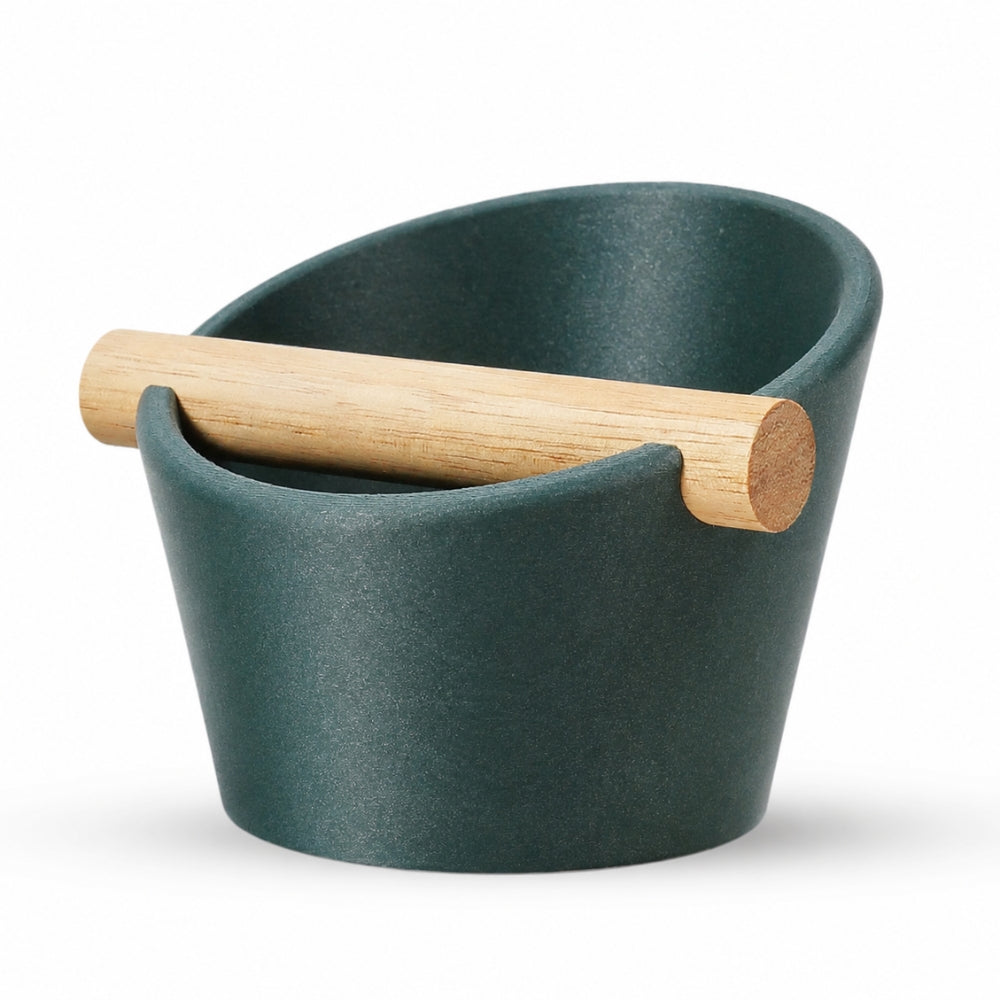 Oval Espresso Knock Box with Oak Bar