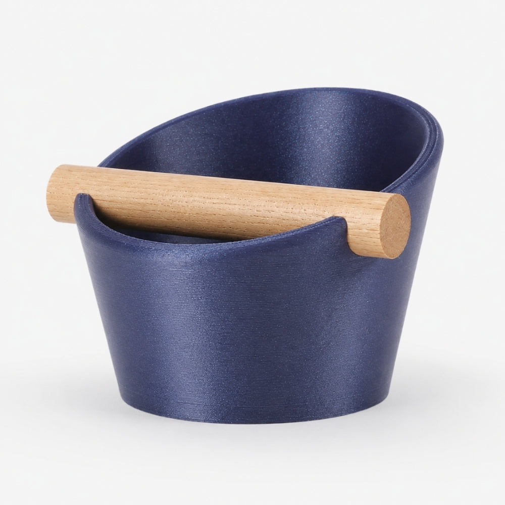 Oval Espresso Knock Box with Oak Bar