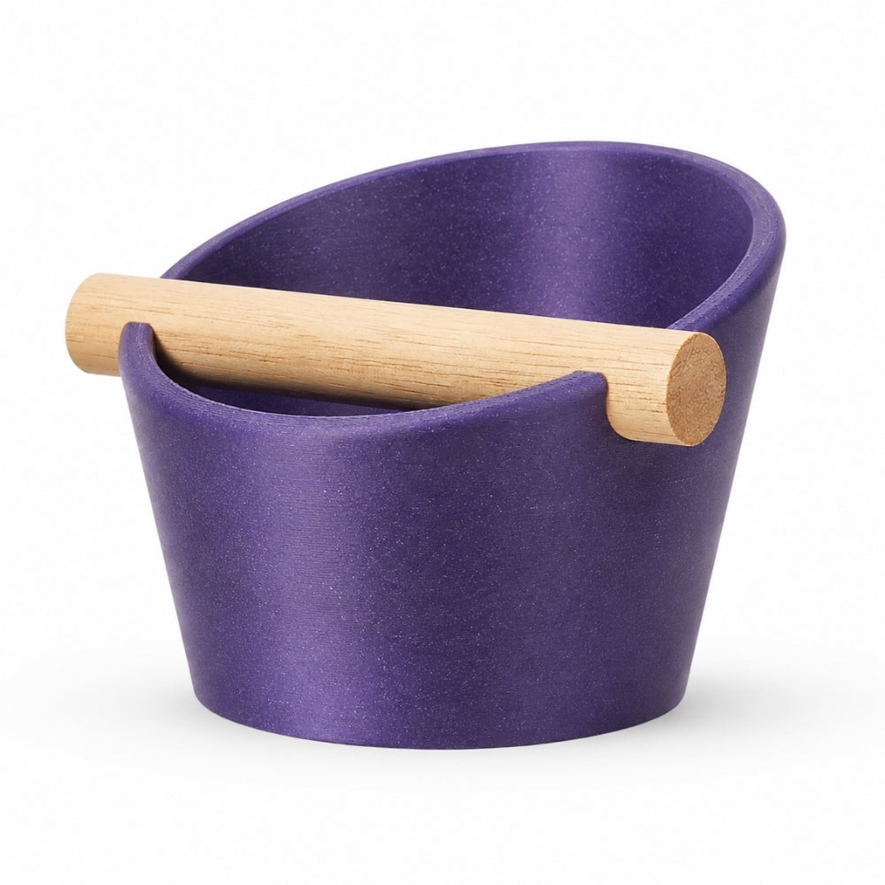 Oval Espresso Knock Box with Oak Bar
