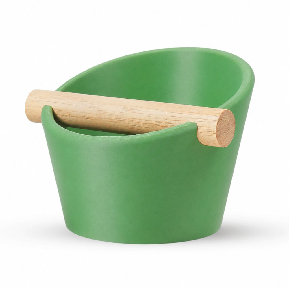 Oval Espresso Knock Box with Oak Bar