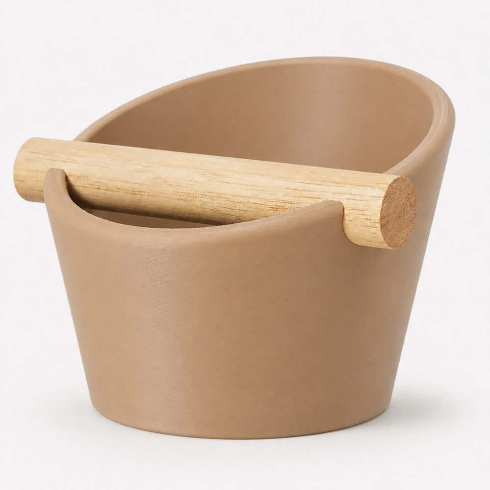 Oval Espresso Knock Box with Oak Bar