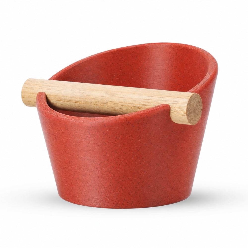 Oval Espresso Knock Box with Oak Bar