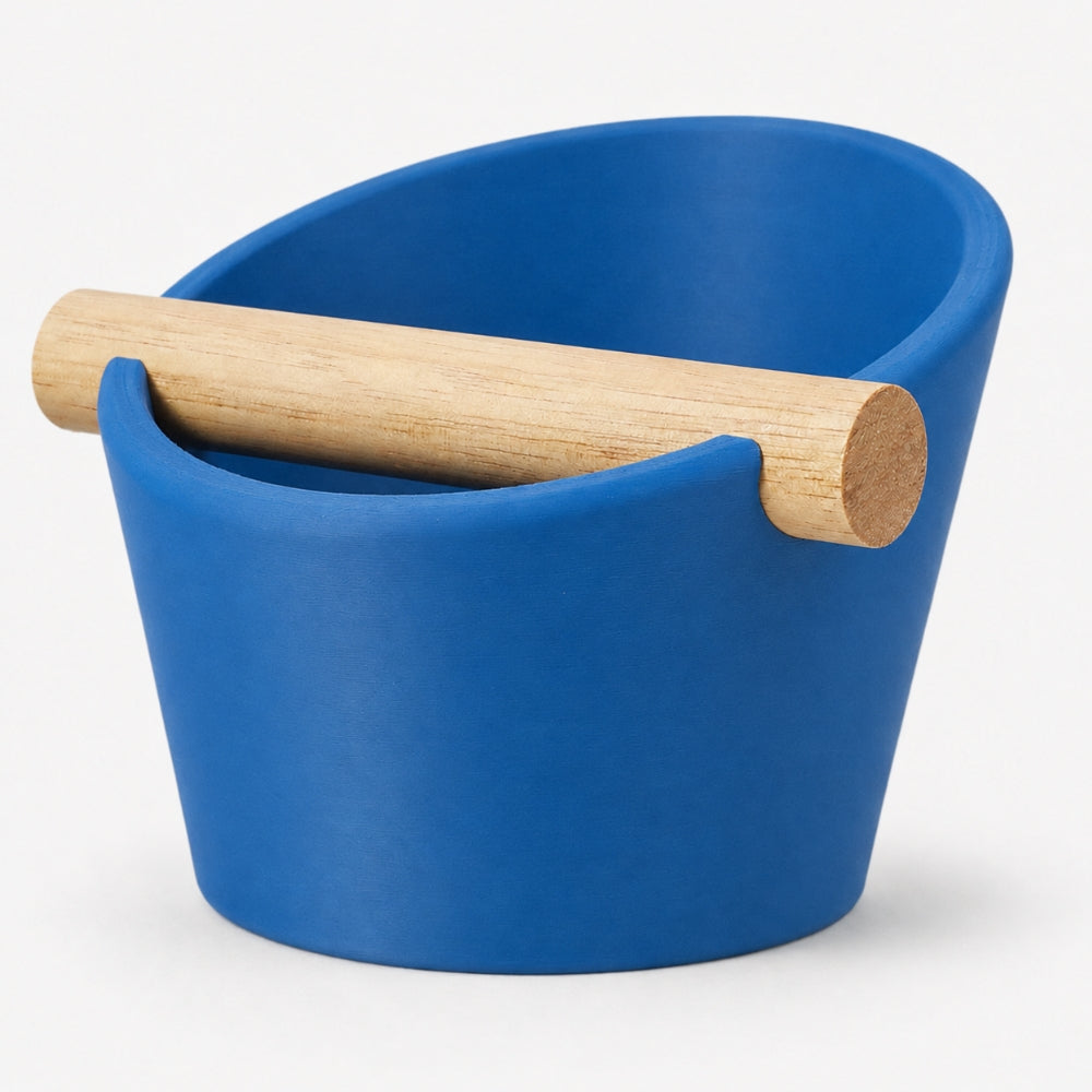 Oval Espresso Knock Box with Oak Bar