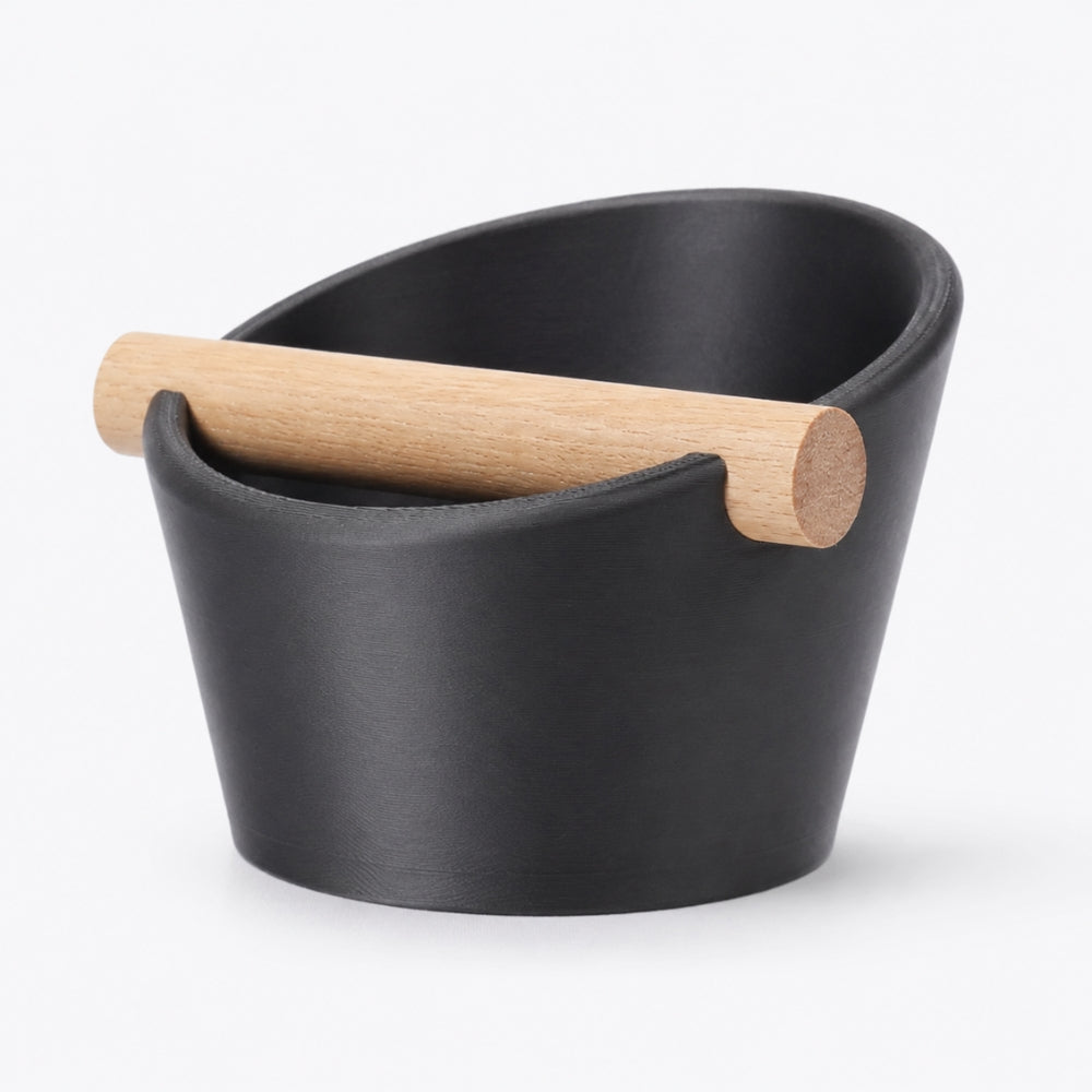 Oval Espresso Knock Box with Oak Bar