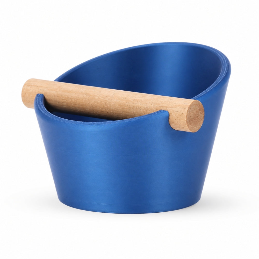 Oval Espresso Knock Box with Oak Bar