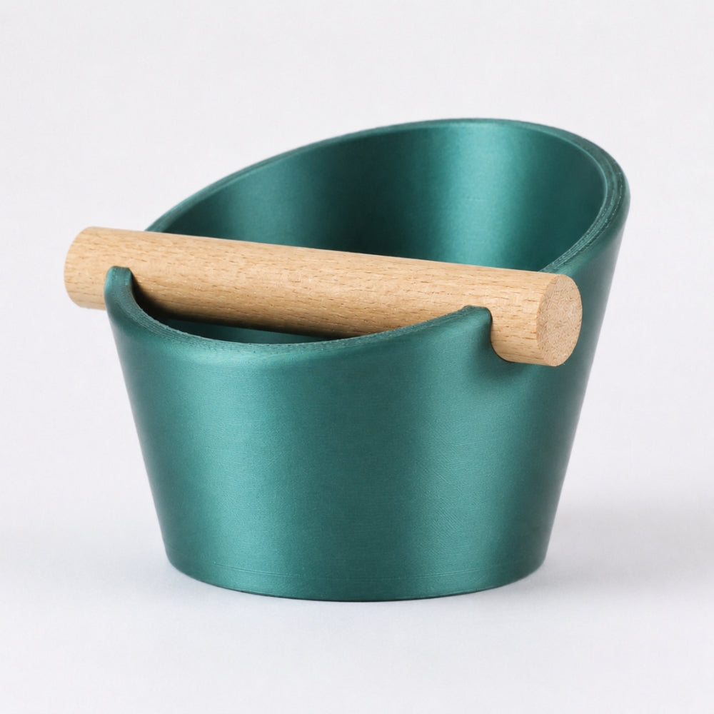 Oval Espresso Knock Box with Oak Bar