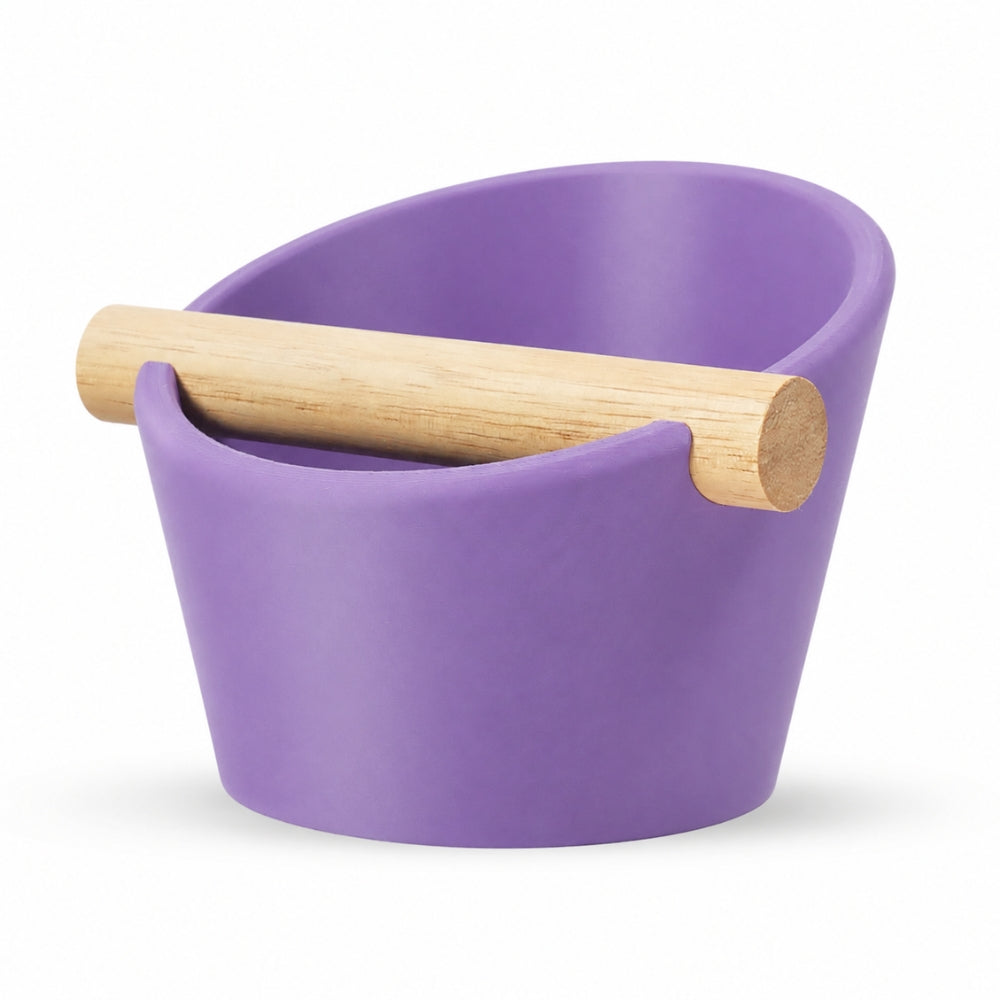 Oval Espresso Knock Box with Oak Bar