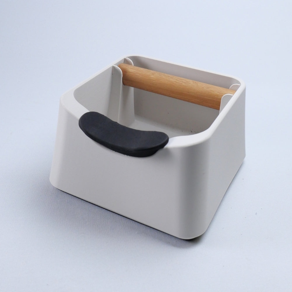 The Pod 3-in-1 Espresso Knock Box with Portafilter Stand & Oak Wood Knock Bar